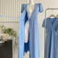 V-neck floral dress, loose short sleeves, waist-length holiday style long dress R2068
