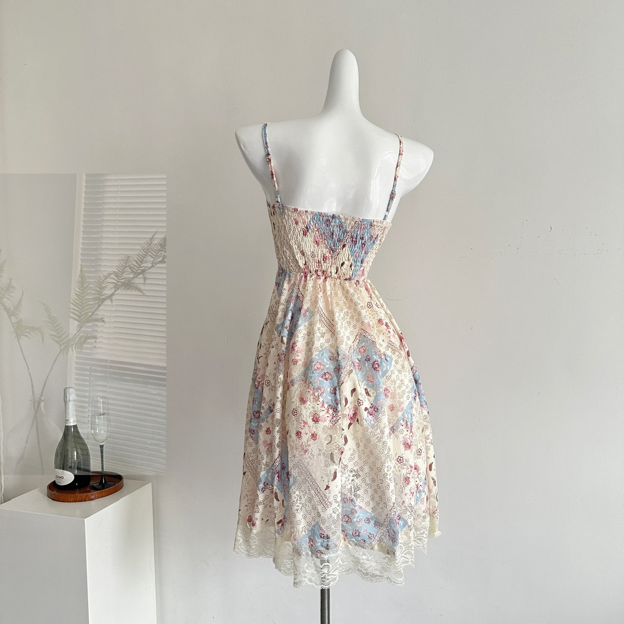 2025 new niche retro floral lace bud rose strappy suspender dress R1988