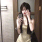 Gentle temperament polka dot suspender dress beautiful waist dress puffy skirt R0638