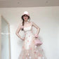 Flower suspender dress gentle temperament beautiful waist A-line long skirt R0661