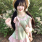 Pure outfit set casual green small flying sleeve top short skirt two-piece set R0834