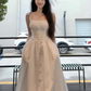 Gentle white moonlight suspender dress unique waist A-line skirt R0514