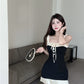 French sexy suspender dress summer slim fit ruffled hip short vest dress R3748