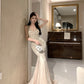Sexy mermaid high-grade sequined sling dress mesh hip-wrapped evening mermaid dress R1469