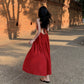 French square neck waist hip dress high waist sleeveless slim suspender dress slit long skirt R1434