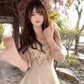 Flower suspender dress gentle and sweet style temperament waist A-line short skirt R0812