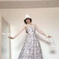 Floral suspender dress new style beautiful waist temperament long dress R0590