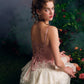 French sweet suspender suit fishbone corset waist slim lace skirt short homecoming dress R5150