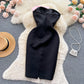 French style tube top dress summer three-dimensional bow slit waist slim dress R2303