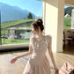 Pink fairy dress waist French tulle irregular princess skirt female summer R3906