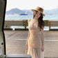 Design sense waist floral sling fishtail dress big swing gauze skirt long summer R3908