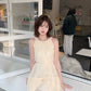Gentle temperament small skirt holiday style three-dimensional flower sleeveless halter dress R0892