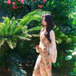 Tea break French floral dress gentle temperament beautiful hip long skirt R0636