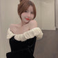 Hepburn style birthday party dress high-end niche one-shoulder black velvet dress R1808