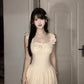 A-line princess dress with small flying sleeves and a sweet fluffy cake waist R0501