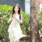 Irregular white suspender dress gentle temperament beautiful summer skirt R0756
