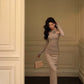 rose knitted dress for women evening party dress    S5524