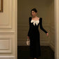 Bowknot velvet dress for women new style long party dress      S5555