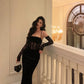 Banquet lace suspender dress new velvet long party dress      S5560
