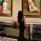 Black suspender mermaid dress summer new backless sexy long party dress      S5574