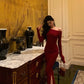 Red off-shoulder evening dress party dress      S5569