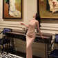 New pink sexy embroidered suspender top + skirt two-piece suit for women     S5542