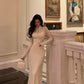 long-sleeved knitted dress for women evening dress    S5504