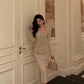 Square neck knitted dress for women new style party dress     S5585