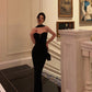Black halter neck knitted dress, party dress    S5520