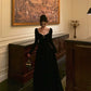 Black velvet dress for women A-line party dress      S5546