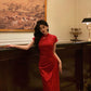 New Chinese style red cheongsam dress women evening party dress    S5509