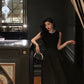 black sleeveless dress for women new style princess puffy long party dress     S5532