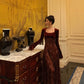 New style velvet splicing dress party dress    S5523