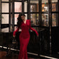 Red V-neck mermaid dress for women new style long party dress     S5583