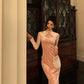 velvet cheongsam dress pink mermaid dress      S5552