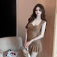 French pure desire style sexy mesh dress ruffled slim fit hip-hugging short skirt vest skirt R3630