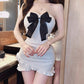 Bowknot tube top dress sweet and spicy style small waist irregular slim sexy short skirt R3632