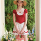 French style age-reducing college petite red short-sleeved top polka dot skirt suit homecoming dress R5142