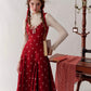 French girl playful bow red waist dress atmosphere homecoming dress R5147