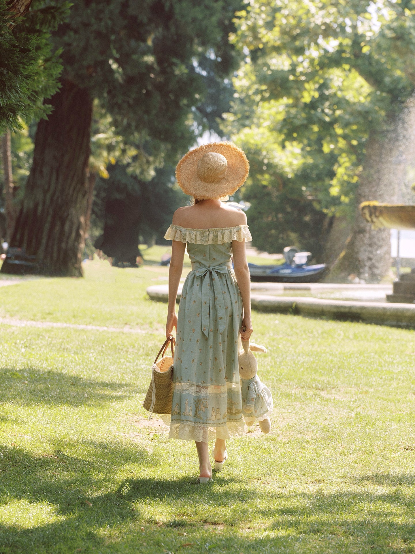 French pastoral style heavy embroidery lace splicing suspender long dress homecoming dress R5145