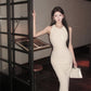 Temperament sleeveless vest dress slim fit hip dress R0559