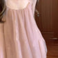 Gentle temperament pink mesh suspender dress high-grade loose A-line short skirt R0820