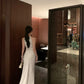 Sexy satin halter neck dress, elegant waist, slimming, hip-wrapped fishtail gentle dress R1460