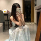 French floral suspender long dress beautiful dress for women in summer R0687