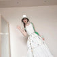 Sleeveless vest floral dress gentle temperament waist A-line long skirt R0709