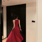 Burgundy halter neck dress French style suspender dress high-end dress R1454