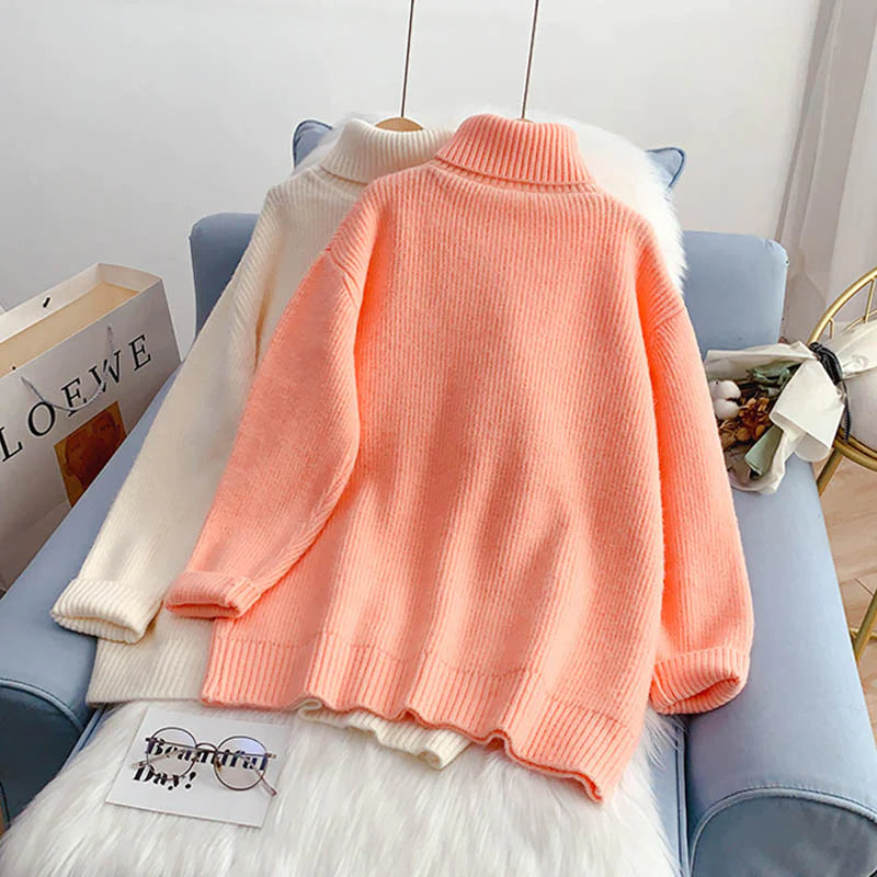 Candy color turtleneck sweater sweater sweater top      S2541