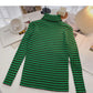 High neck stripe bottomed long sleeve top popular sweater       S2526