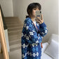Argyle Pattern V-Neck Knitted Cardigan Sweater    S2792