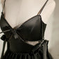Black Beaded Cut-Out Bow Tie Straps Homecoming Dress    S2907